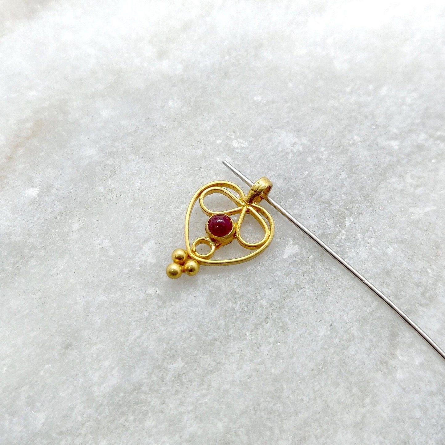 18k Solid Yellow Gold Heart Shape Charm Pendant 15mm - Sar Gems