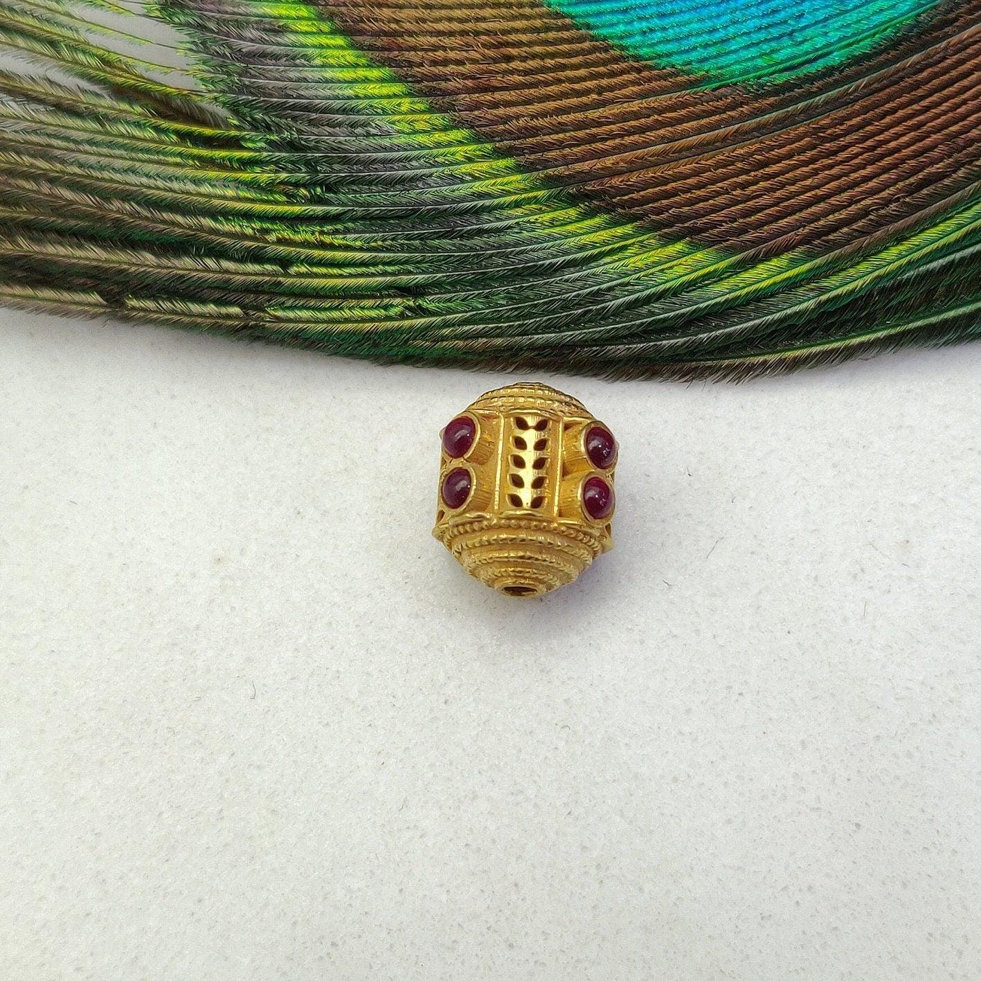 18 Carat Gold Ruby Drum Spacer Beads 11x10mm