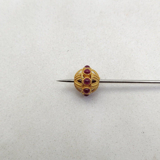 18 Carat Gold Ruby Antique Spacer Beads 10x9mm - view 3