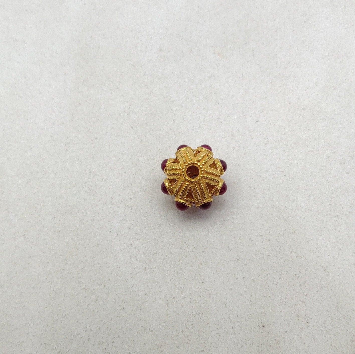 18 Carat Gold Ruby Antique Spacer Beads 10x9mm