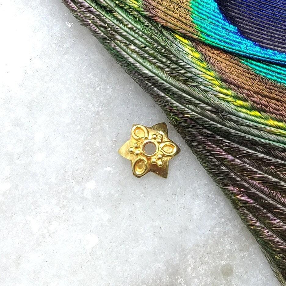 18 Karat Yellow Gold-Plated Plain Star Bead Cap DIY Craft 8mm