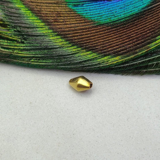 18KT Solid Yellow Gold Faceted Marquise Gold Spacer Bead 7x4mm – Textured Finish