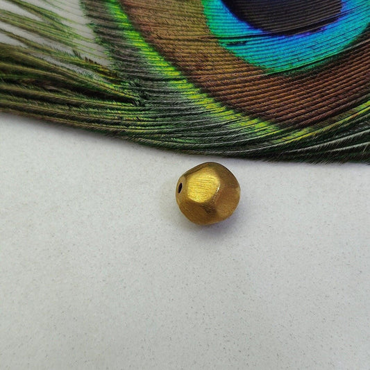 18K Solid Yellow Gold Faceted Fancy Spacer 10mm Beads – Textured Finish