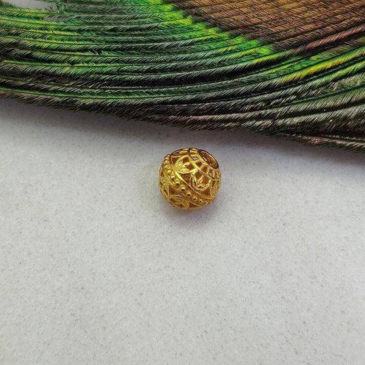 18K Solid Yellow Gold Round Textured Ball Beads 7mm