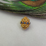 18 Karat Gold Stone Studded Oval Spacer Beads 15x11mm