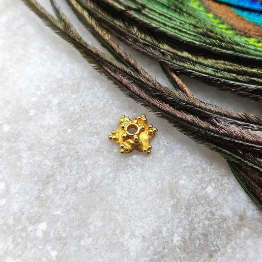 18K Yellow Gold-Plated Star End Bead Cap Findings 8mm