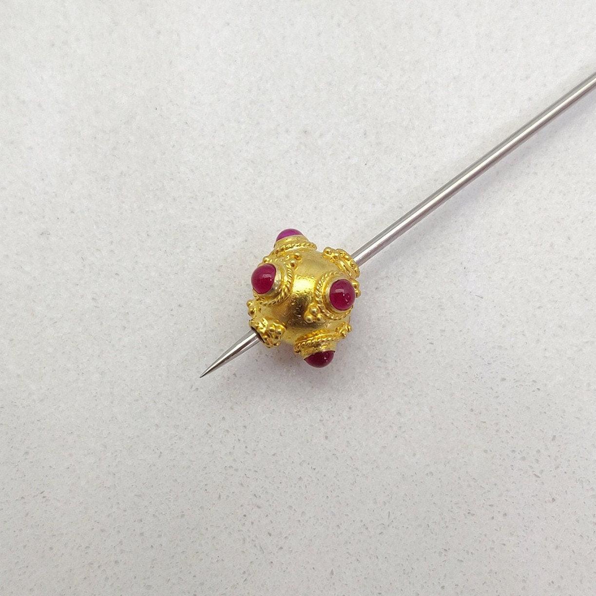 18KTT Gold Gemstone Ball Beads-10X9 mm