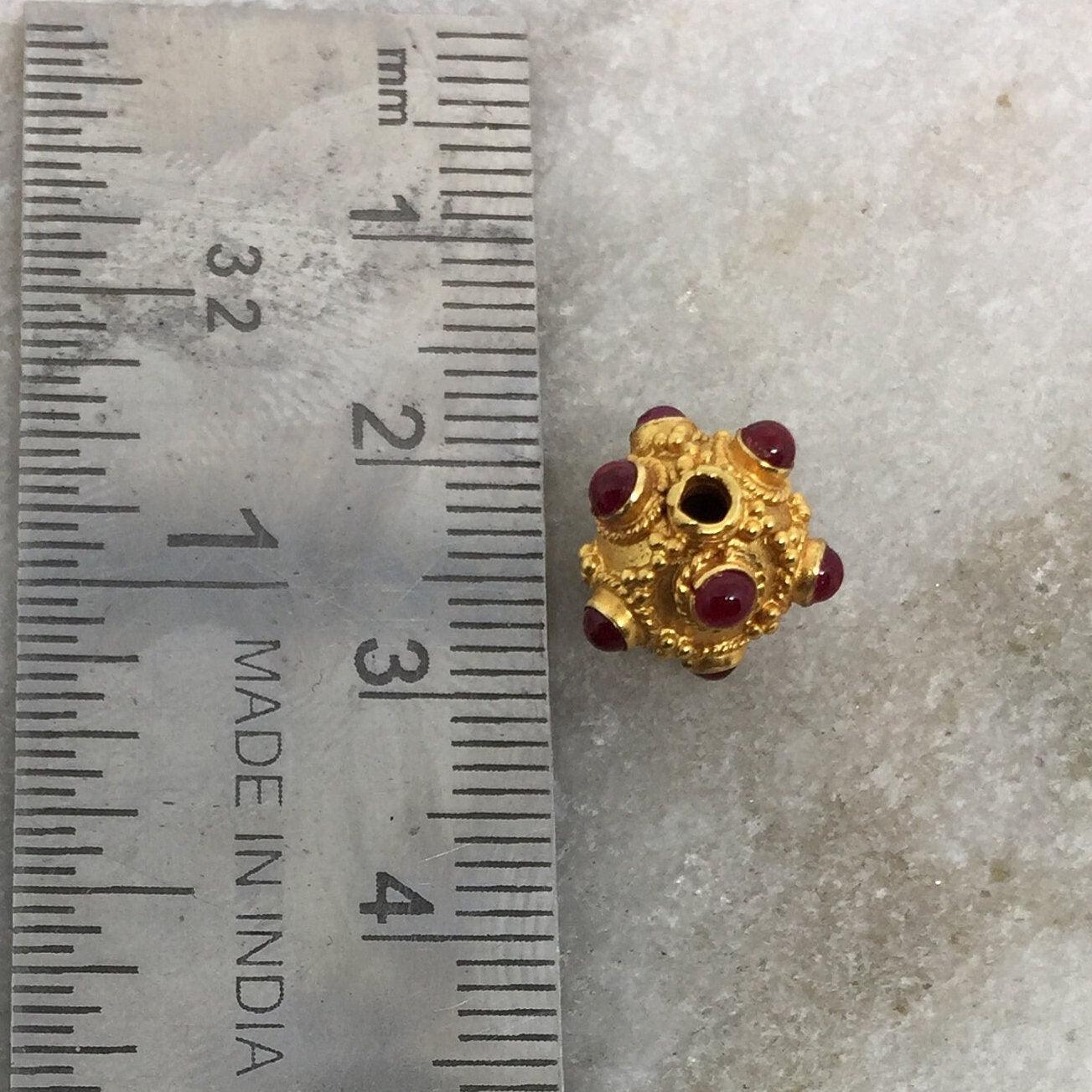 18 Karat Gold Ruby Round Spacer Ball Beads