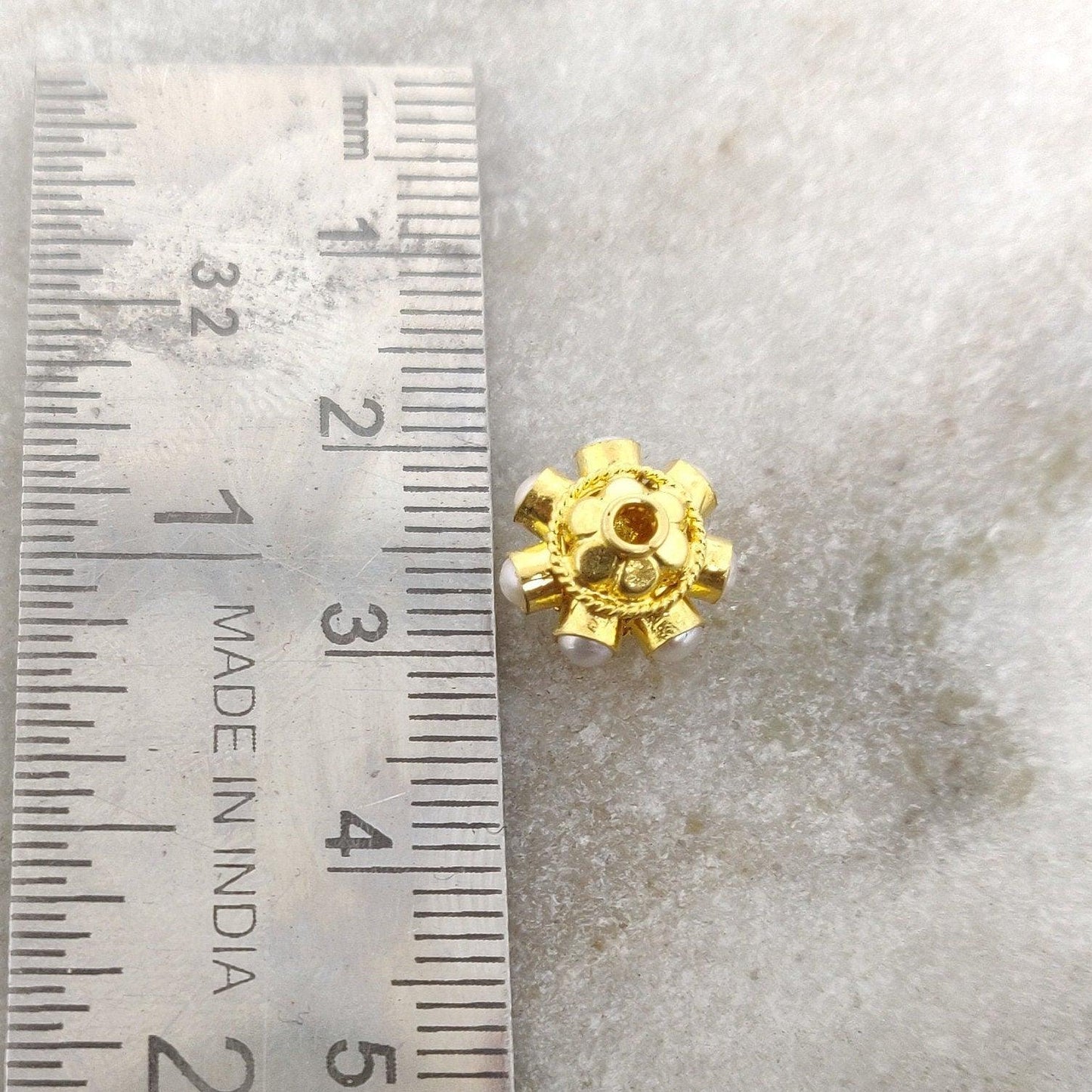 18K Gold Freshwater Pearl Stone Roundelle Spacer Bead