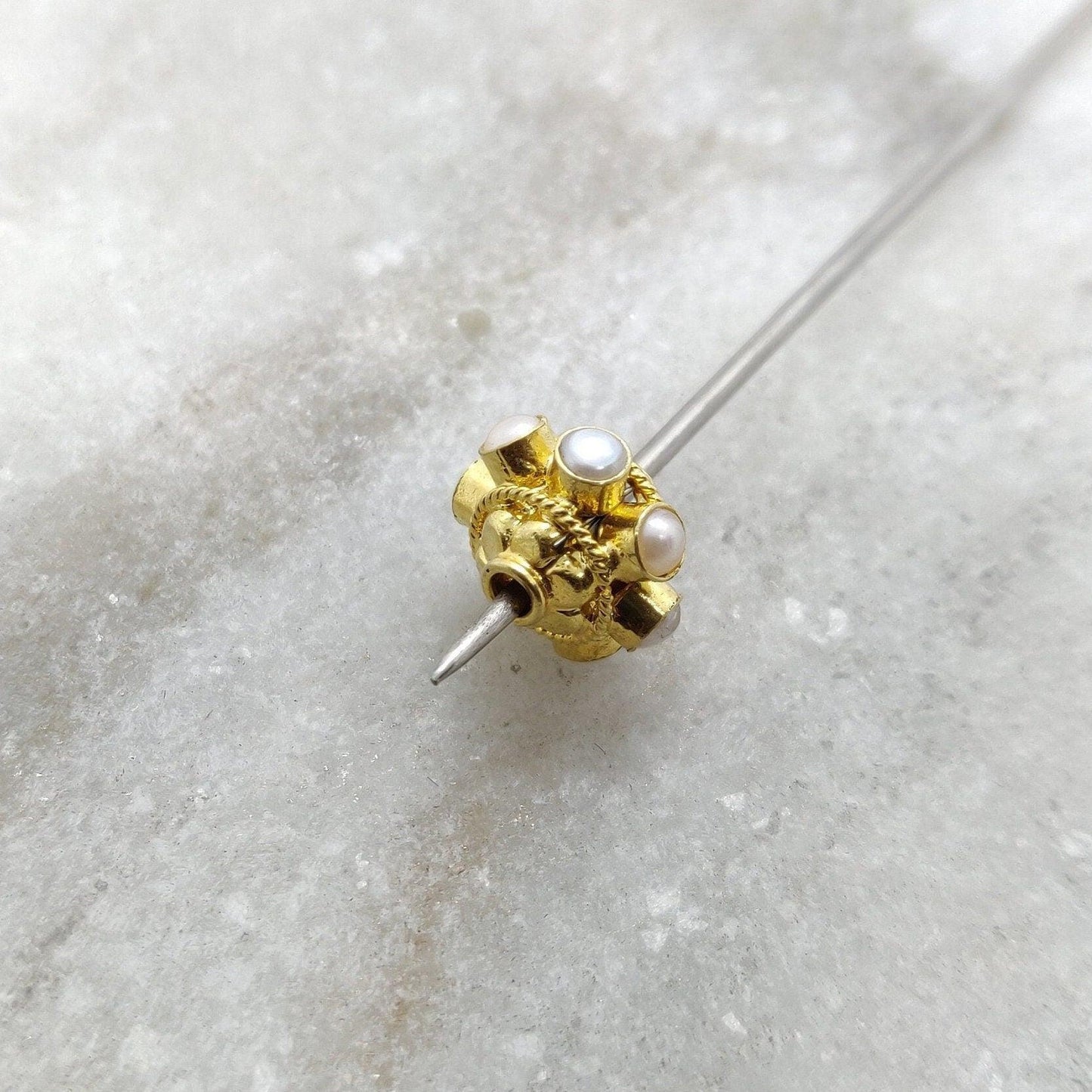 18K Gold Freshwater Pearl Stone Roundelle Spacer Bead