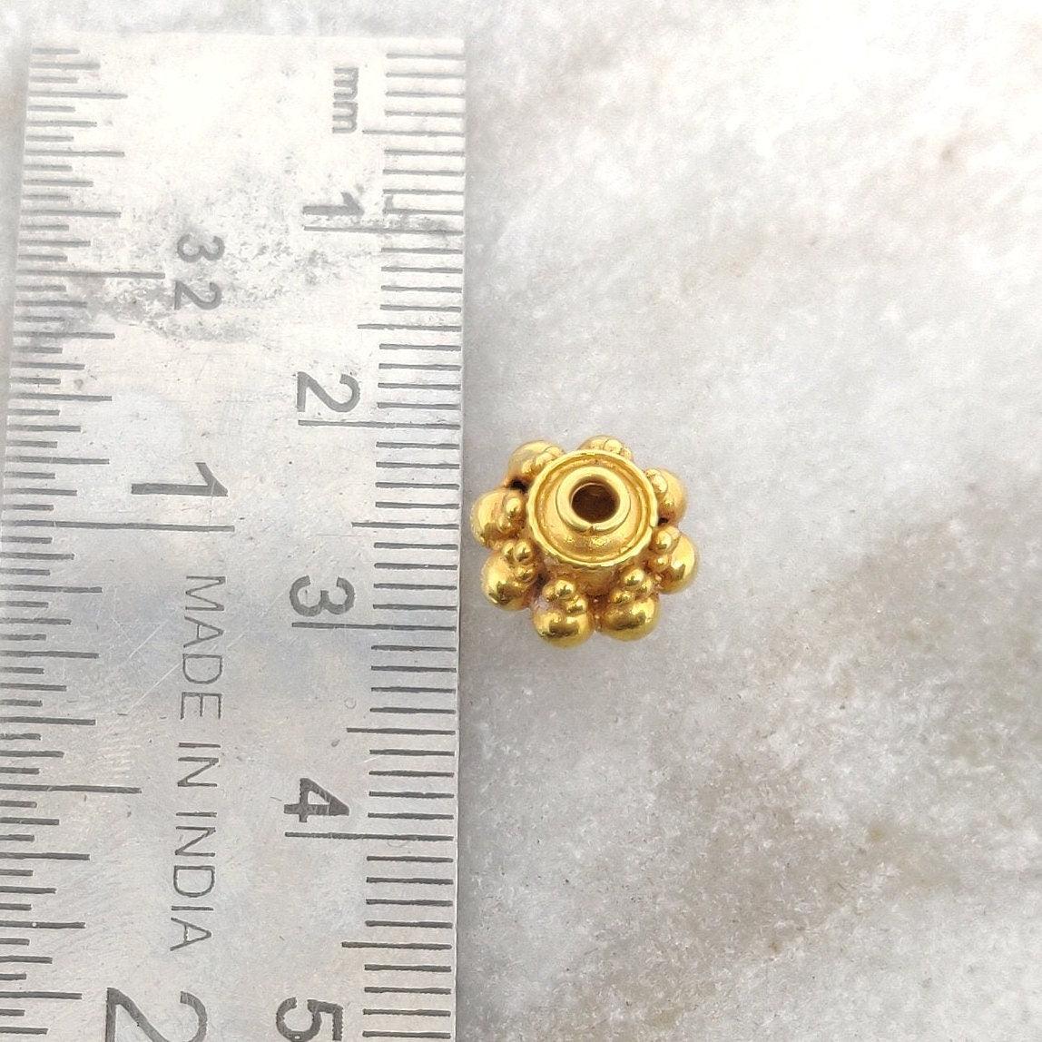 9.5mm 18K Gold Indian Style Rondelle Spacer Beads Findings