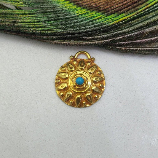 Turquoise Handmade 18k Gold Pendant