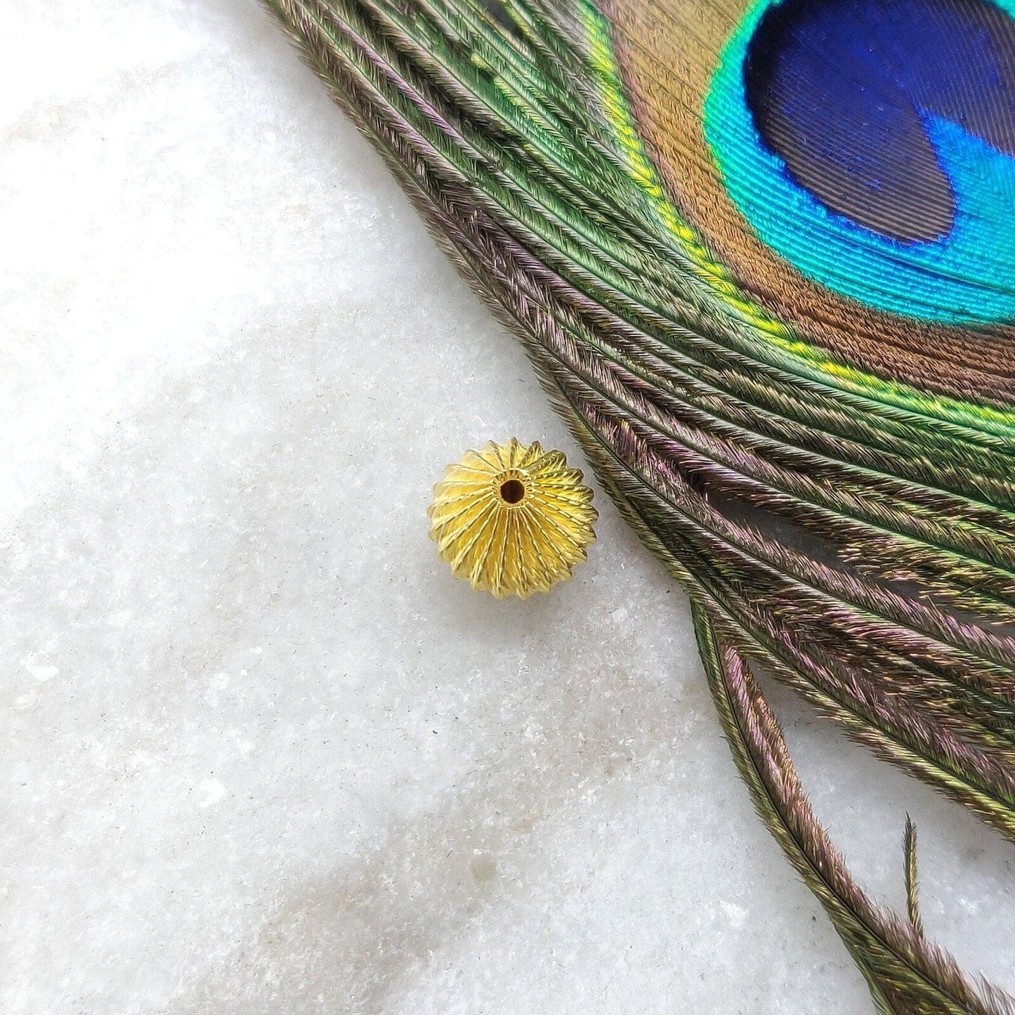 18K Gold Fluted Round Spacer Beads 9x10mm