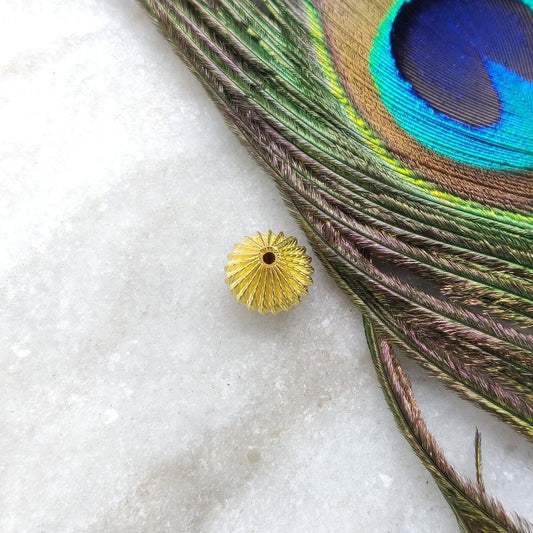 18K Gold Fluted Round Spacer Beads 9x10mm