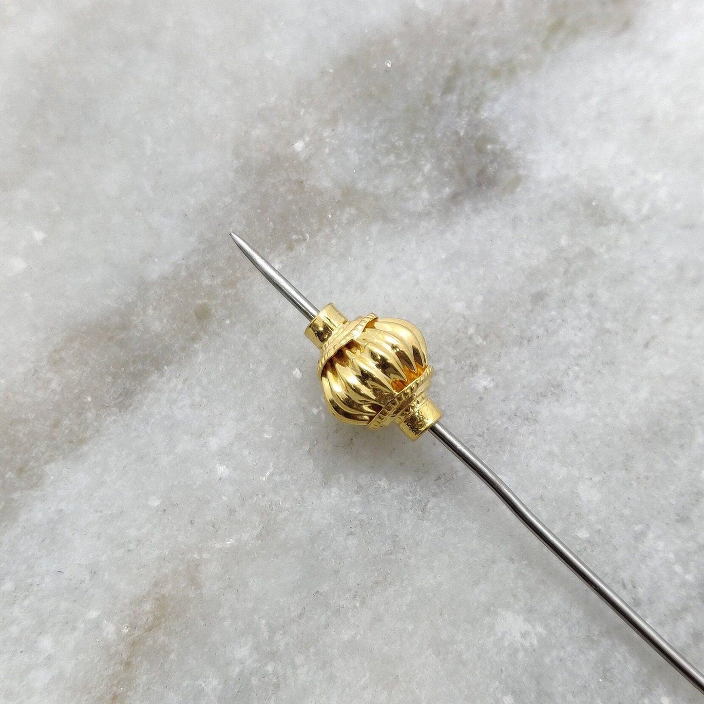 18 K Gold Fluted Spacer Beads