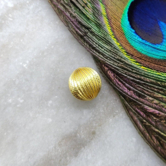 18KT Solid Yellow Gold Corrugated Spacer Ball Beads - 12 mm