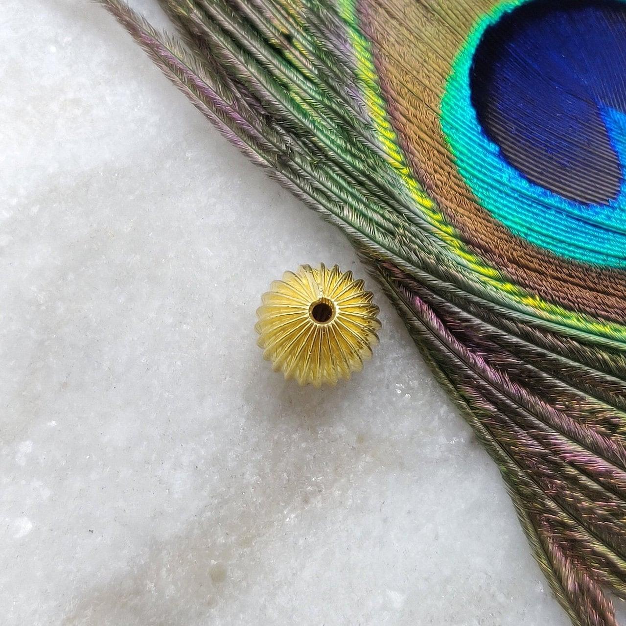 18KT Solid Yellow Gold Fluted Rondelle Beads 11x10mm