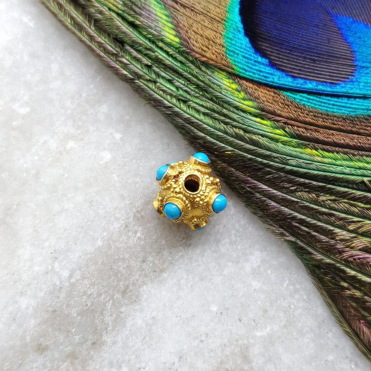 18K Gold Turquoise Spacer Beads 8mm