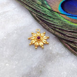 18K Solid Gold Floral charm Pendant For Her