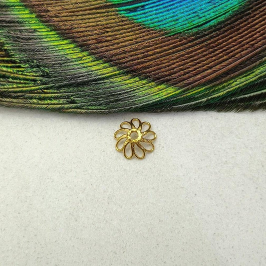 18 Karat Yellow Gold-Plated Fancy End Spacer Bead Cap Finding 7mm