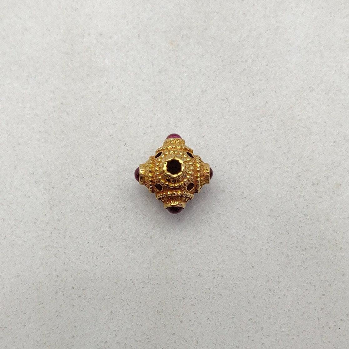 18 Karat Gold Ruby Spacer Beads - 10 MM