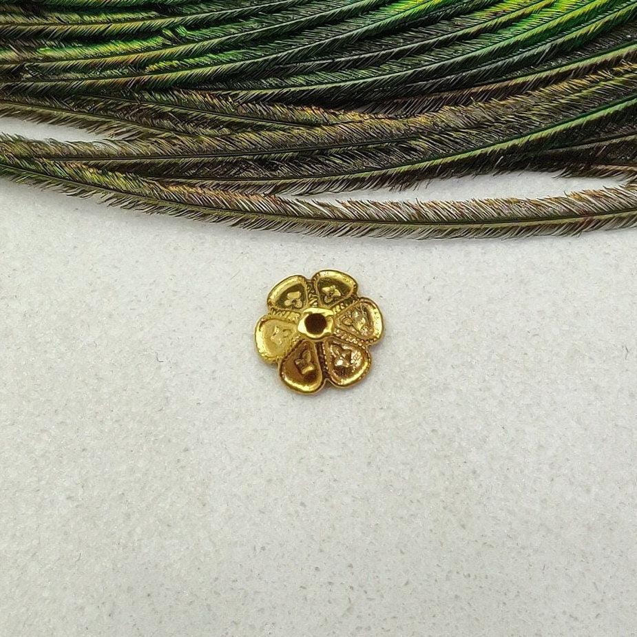 18K Yellow Gold-Plated Floral Bead Cap Spacer 7.5X3mm for Elegant Jewelry Designs