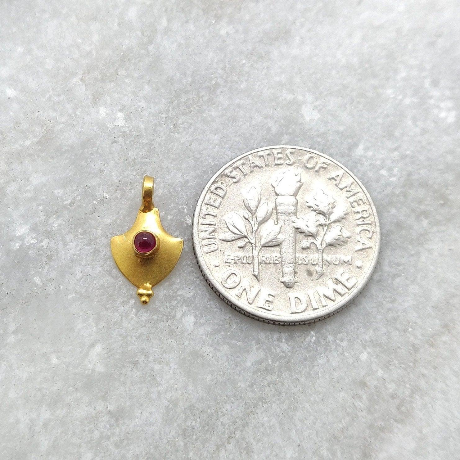 18k Solid Yellow Gold Fancy Stone Studded Charm 7x12mm - Sar Gems