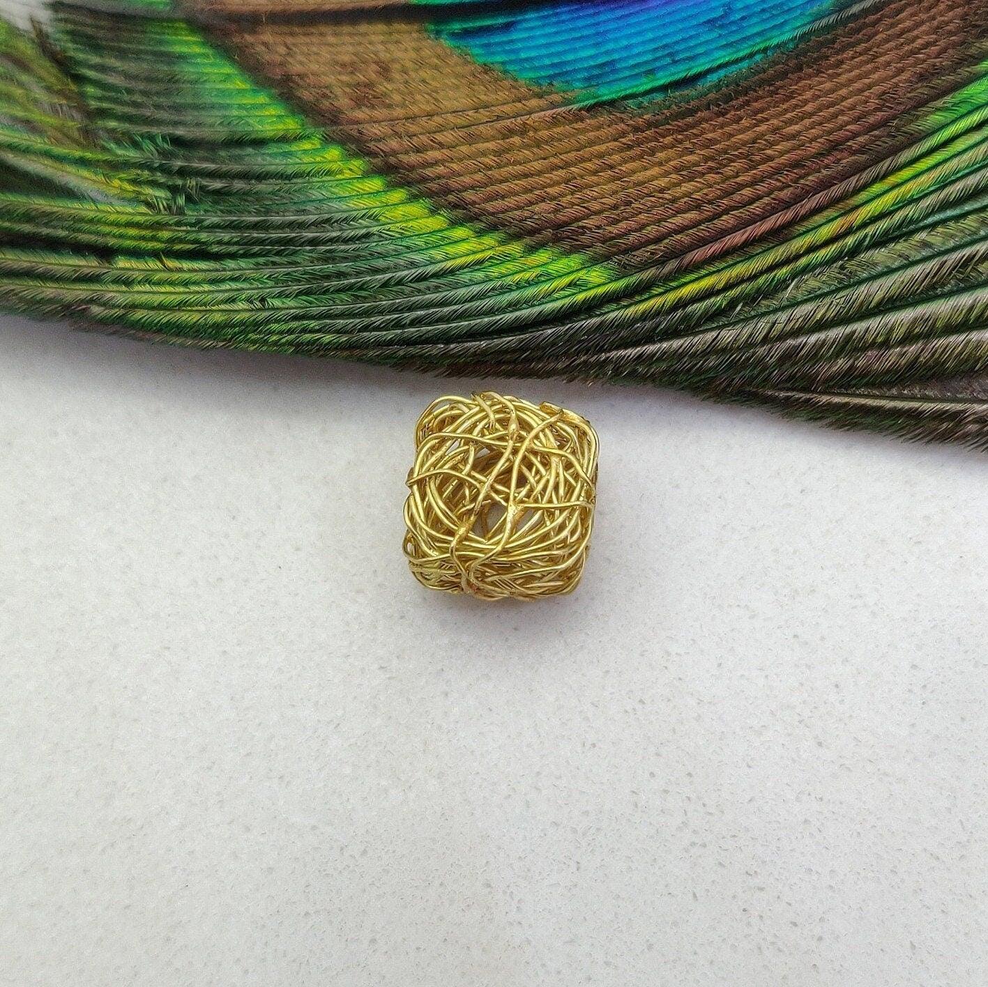 18 Carat Gold Wire Wrapped Cube Gold Spacer Bead Components Finding Supplies