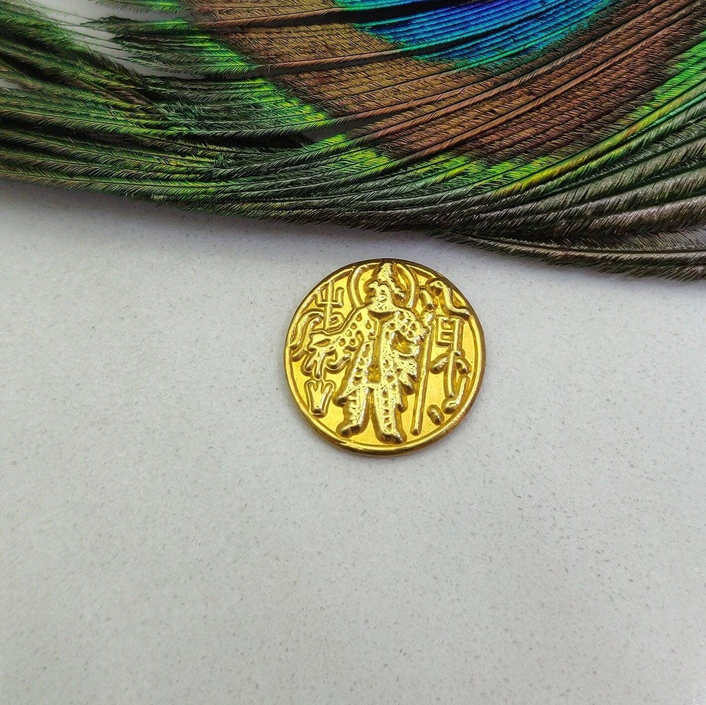 18k Solid Yellow Gold 17mm Antique Relief Coin For Charm Finding - SAR Gems