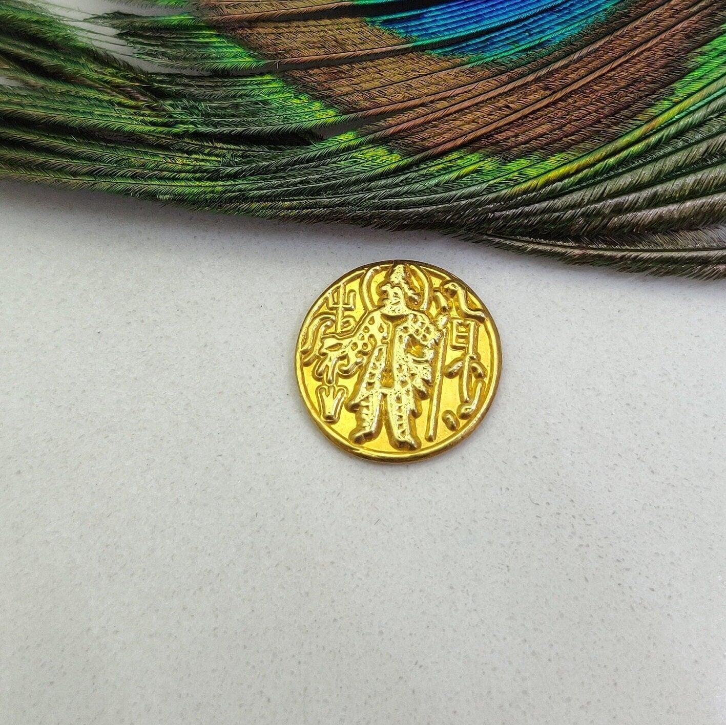 18k Solid Yellow Gold 17mm Antique Relief Coin For Charm Finding - SAR Gems