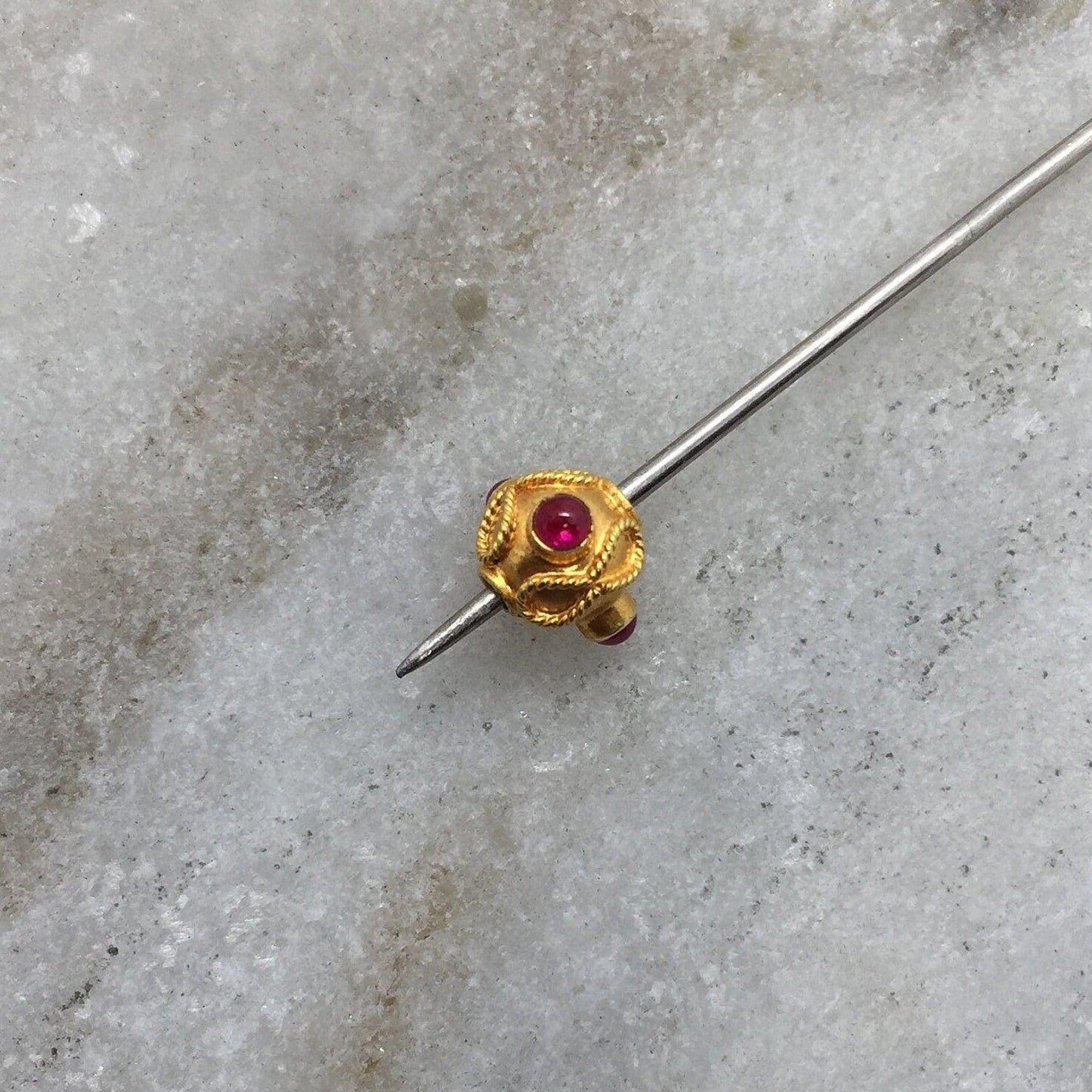 18 Karat Gold Ruby Antique Spacer Beads 7mm