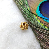 18 Carat Solid Yellow Gold Fancy Floral Gold Spacer Bead Components 7mm