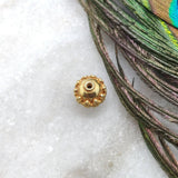 18 Karat Solid Yellow Gold Textured Ball Gold Spacer Bead Components 8x9mm