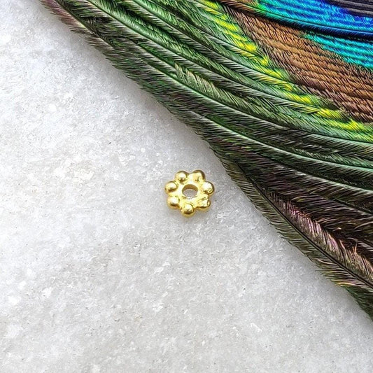 18K Solid Yellow Gold Wheel Gold Spacer Bead Components 1x4mm