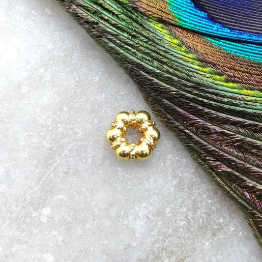 18 Carat Yellow Gold Wheel Gold Spacer Bead Components Handcrafted Craft Findings 8mm