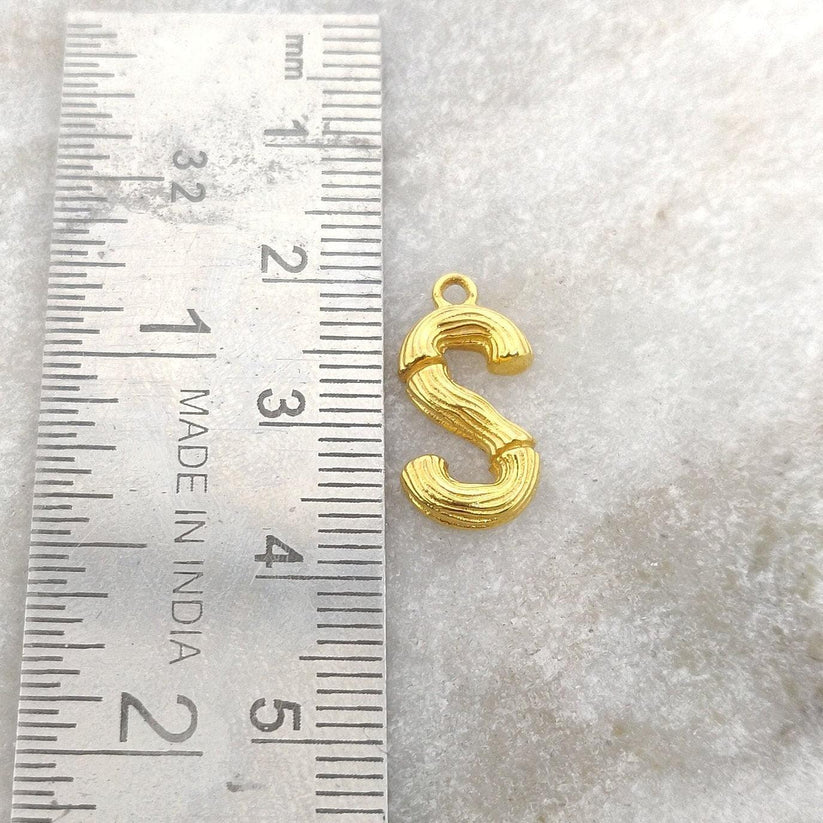 18k Solid Yellow Gold S Initial Letter Pendant