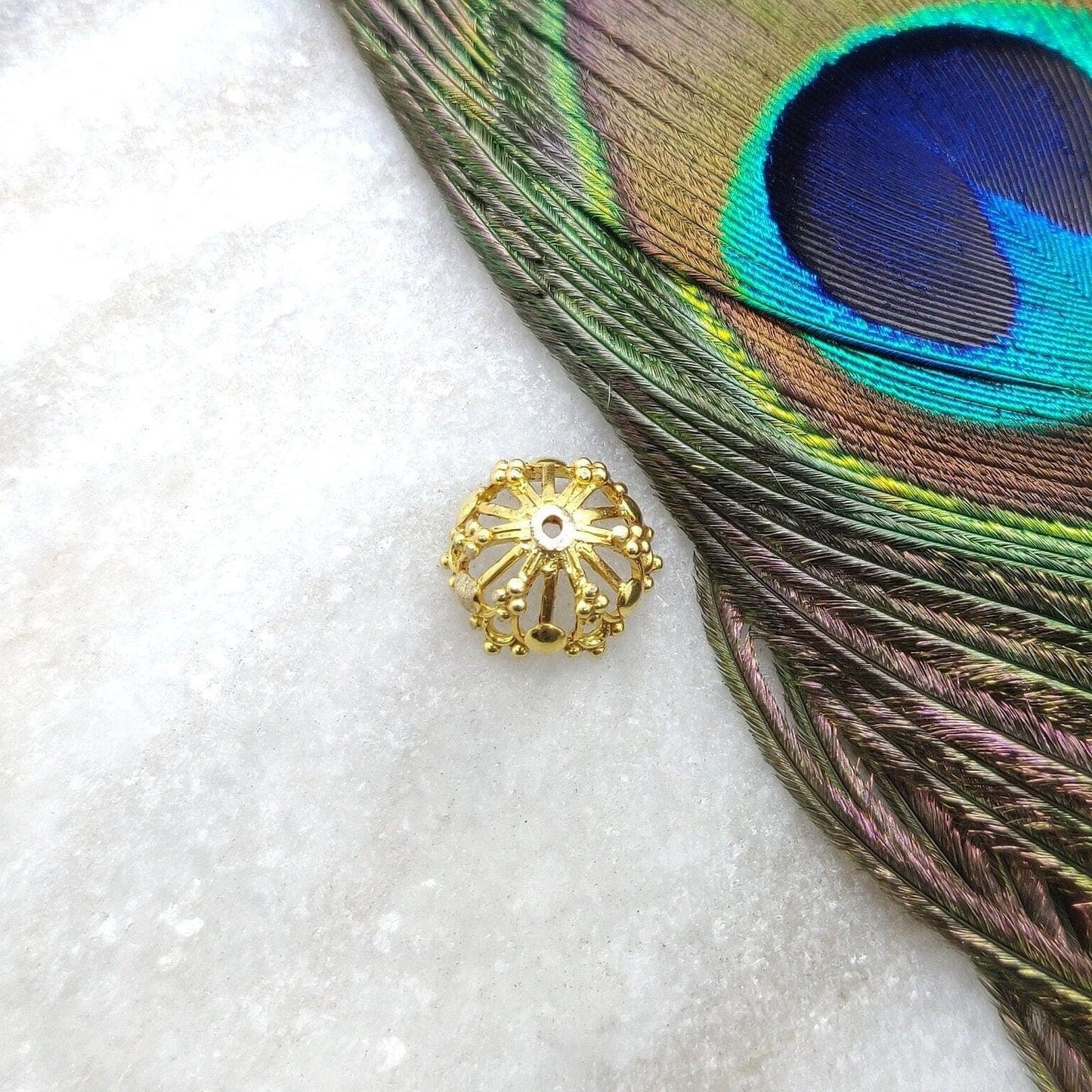 Antique 18K Gold Fancy Spacer Cap for Beads Finding