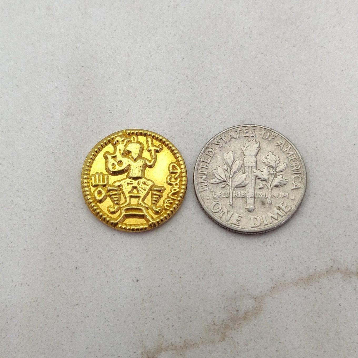 18K Gold Coin Antique Style 17mm