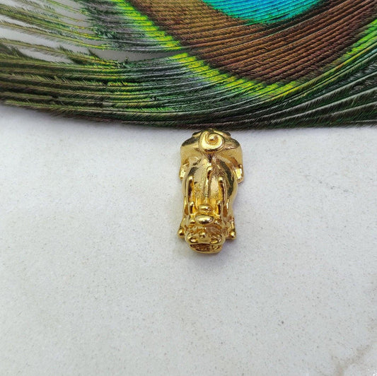 18k Solid Gold Vintage Chinese Dragon Pendant - view 3