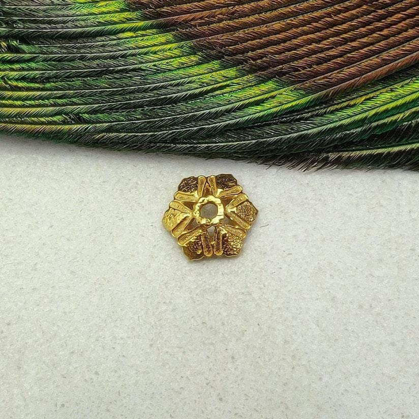 18KT Yellow Gold-Plated Hexagonal Spacer Bead Cap