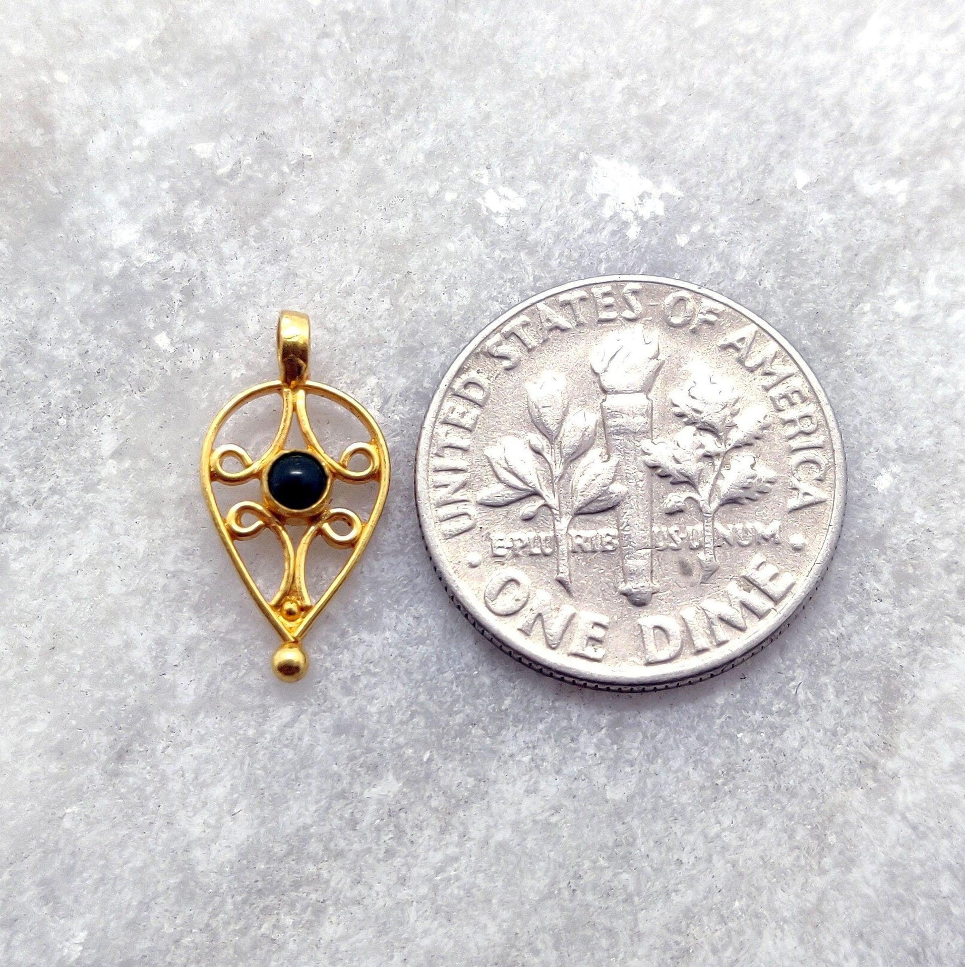 18k Solid Yellow Gold Stone Charm Pendant Finding Supplies - Sar Gems