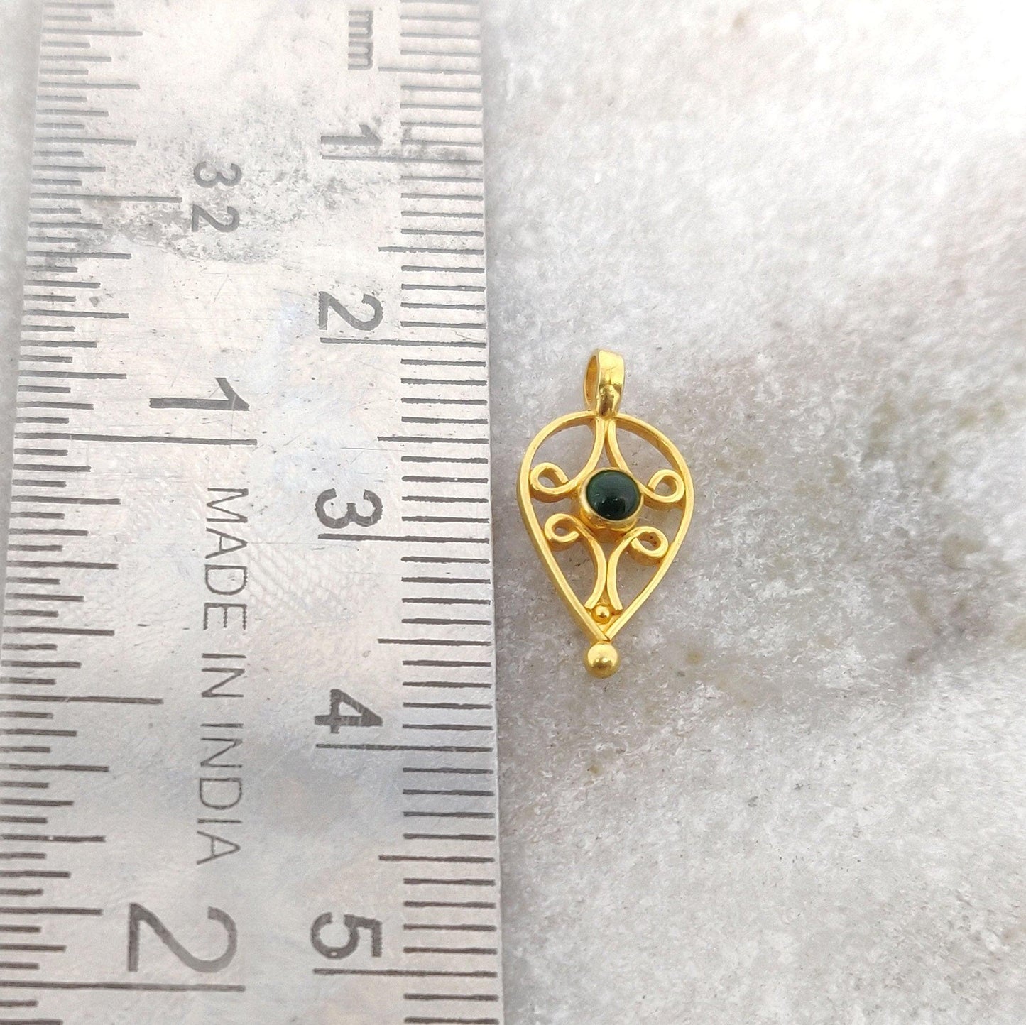 18k Solid Yellow Gold Stone Charm Pendant Finding Supplies - Sar Gems