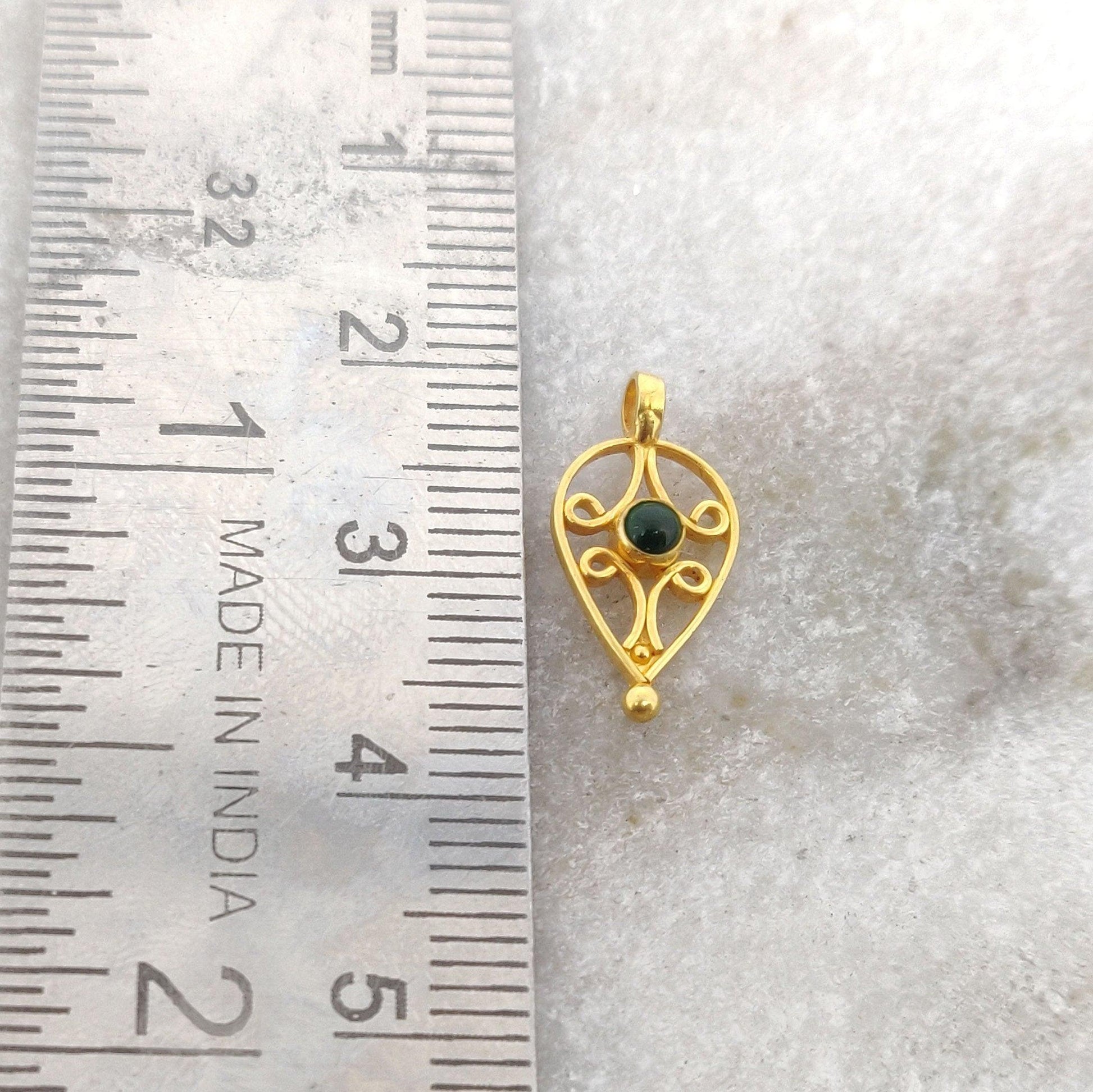18k Solid Yellow Gold Stone Charm Pendant Finding Supplies - Sar Gems