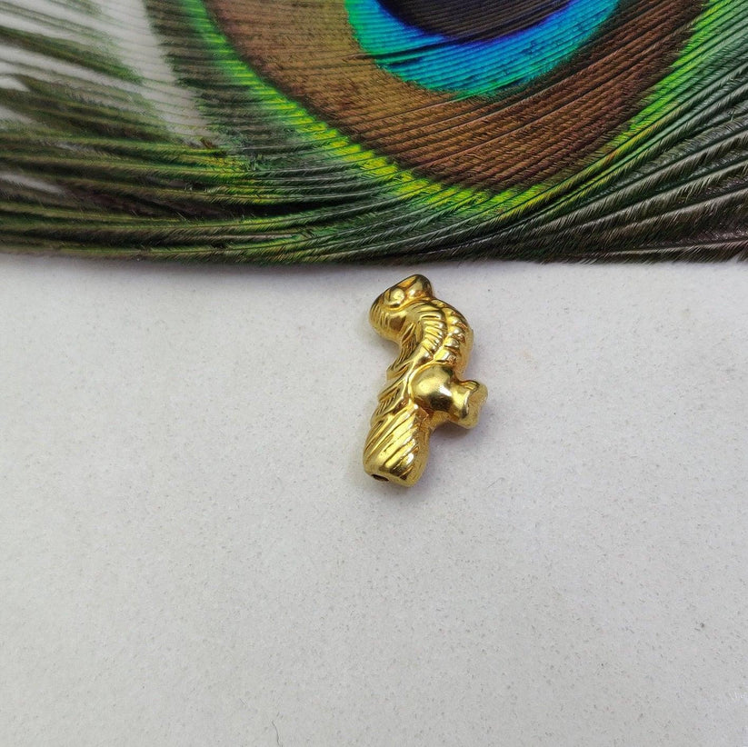18k Solid Yellow Gold Peacock Charm Pendant