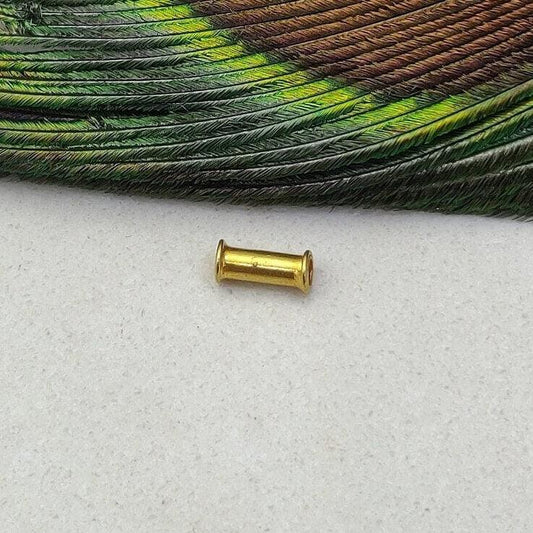 18 Karat Solid Yellow Gold Tube Gold Spacer Bead Components Sold as 2 Pcs