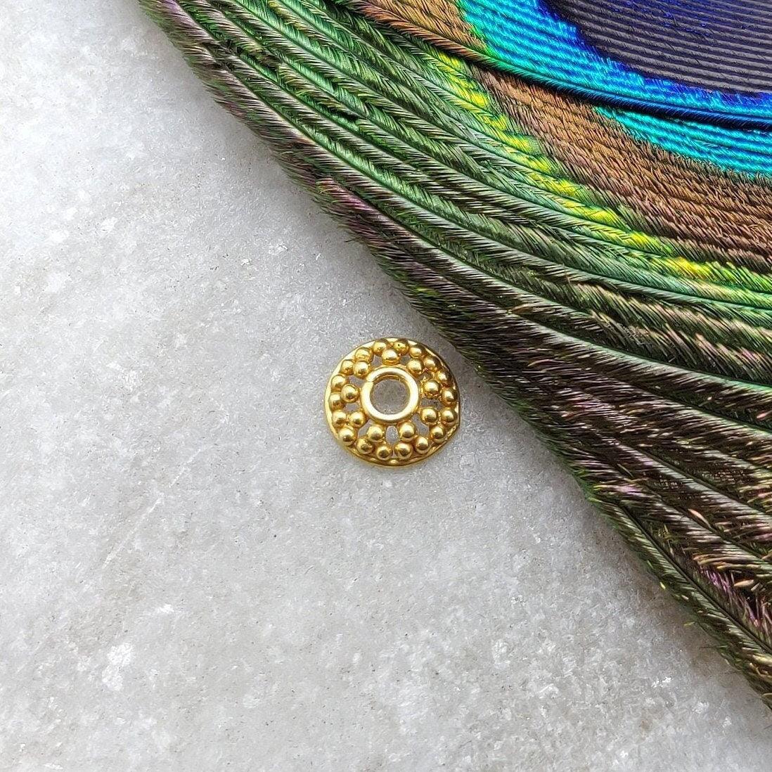 18KT Yellow Gold-Plated Fancy Round Bead Cap Findings 6MM