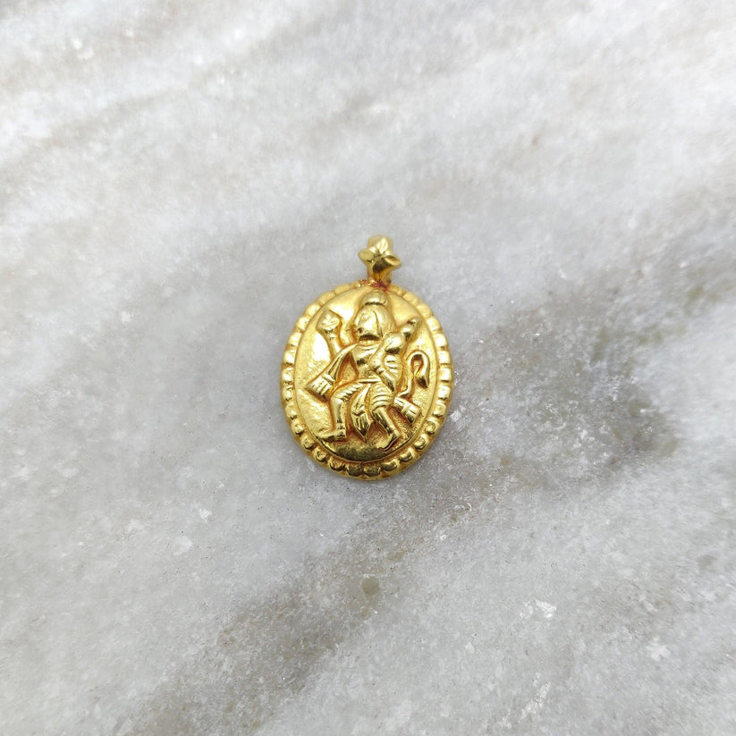 18k Solid Yellow Gold Indian God Hanuman Charm Pendant