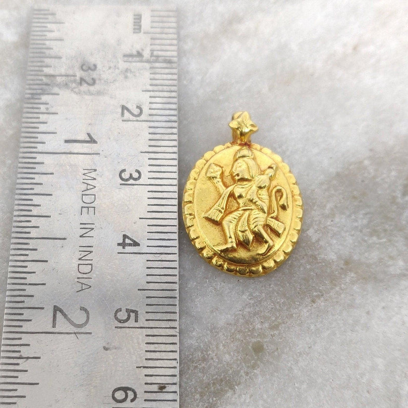 18k Solid Yellow Gold Indian God Hanuman Charm Pendant
