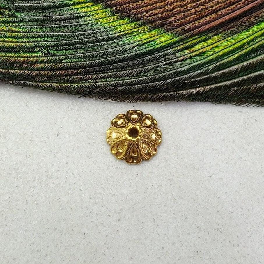 18K Yellow Gold-Plated Flower Spacer Bead Cap Findings Finding