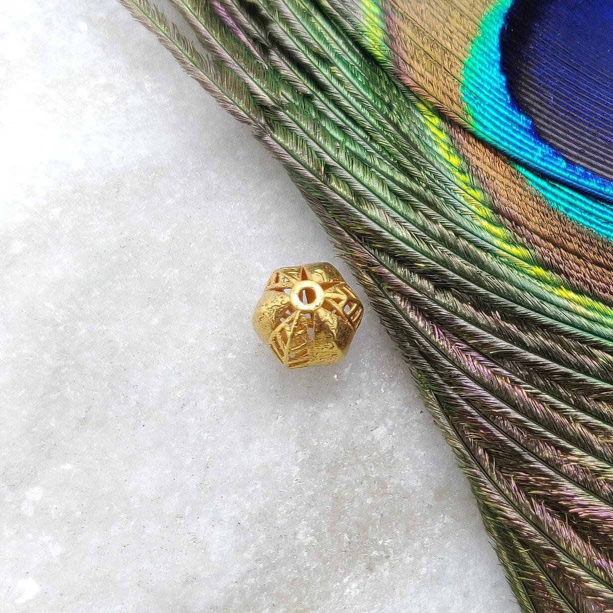 18K Yellow Gold 8x7mm Round Gold Spacer Bead Components